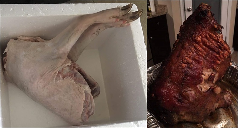 Jose brought his Hog home and removed all the hair and made some crispy Hog!