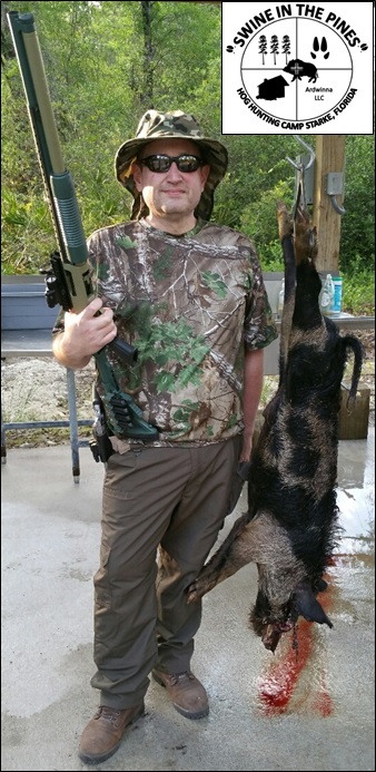 Laser Hunting with a 12-gauge shotgun at Swine In The Pines Hog Hunting Camp