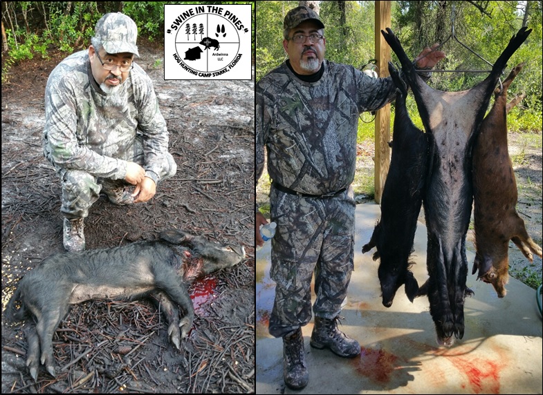 Faison One shot, One kill! at Swine In The Pines Hog Hunting Camp in Starke, Florida