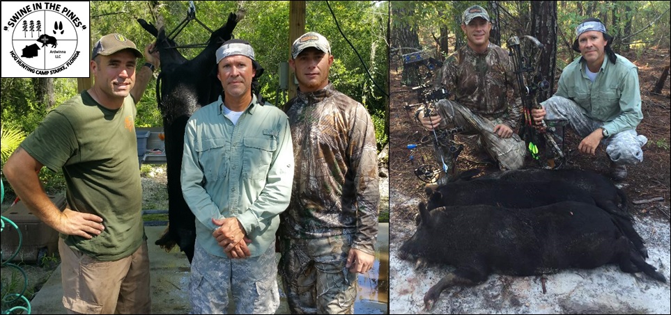 David and Creighton with Guide Ryan after their Guided Hog Hunt at Swine In The Pines in Starke, Florida