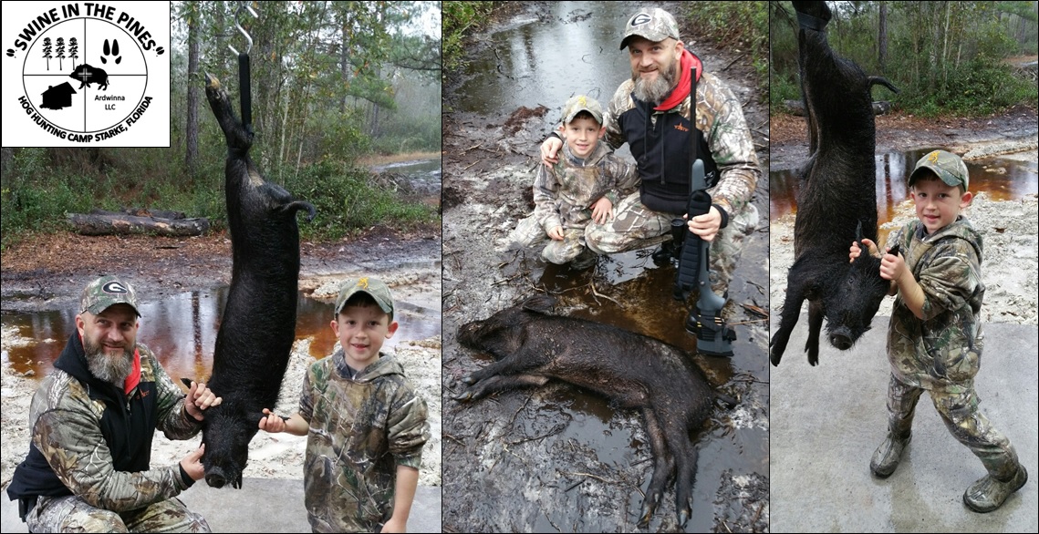 Chris Mann and Son Christian took this Wild Swine on a Guided Hog Hunt in Starke, Florida