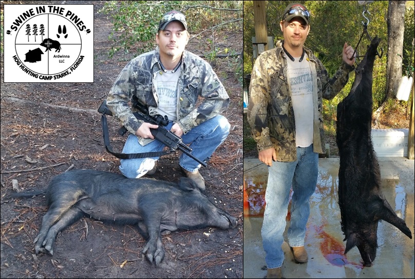Graig took this 100lb Wild Sow at Swine In The Pines on a Guided Hog Hunt