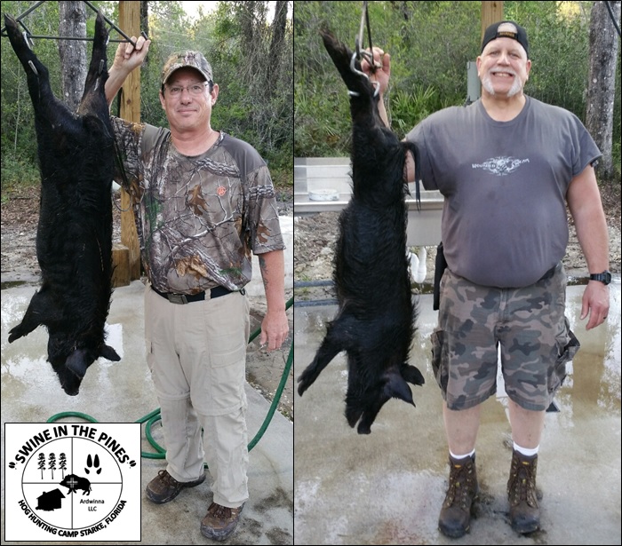 Don Lowery and Dave Miles (Veterans) had an exciting evening hunt at Swine in the Pines Hog Hunting Camp in Starke, Florida