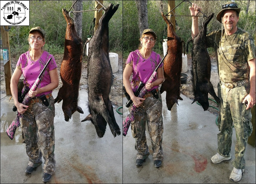 Elizabeth and Robert Shumaker got some time in the woods at Swine in the Pines Hog Hunting Camp