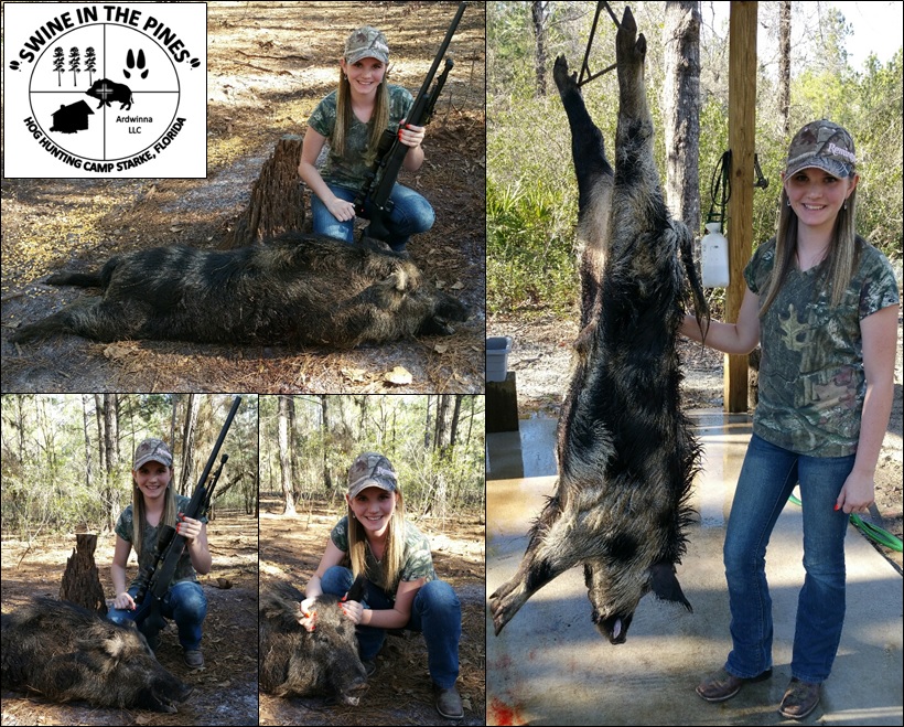 Kayla Beard took her first Wild Hog a nice 150 pounder at Swine In The Pines