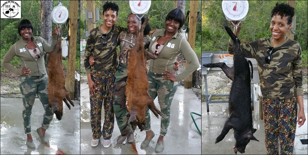 Marissa, Jade, and Riley--New Hog Hunters for Life! After a Great Mother's Day Hog Hunt at Swine In The Pines