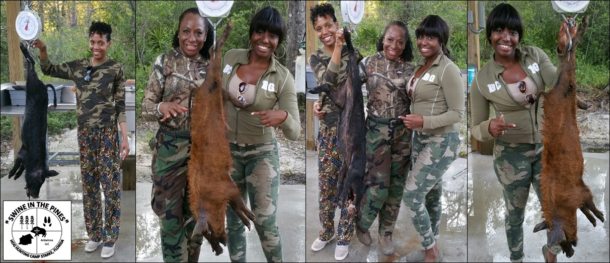 Marissa, Jade, and Riley showing how its done on their First Wild Hog Hunt at Swine In The Pines in Starke, Florida