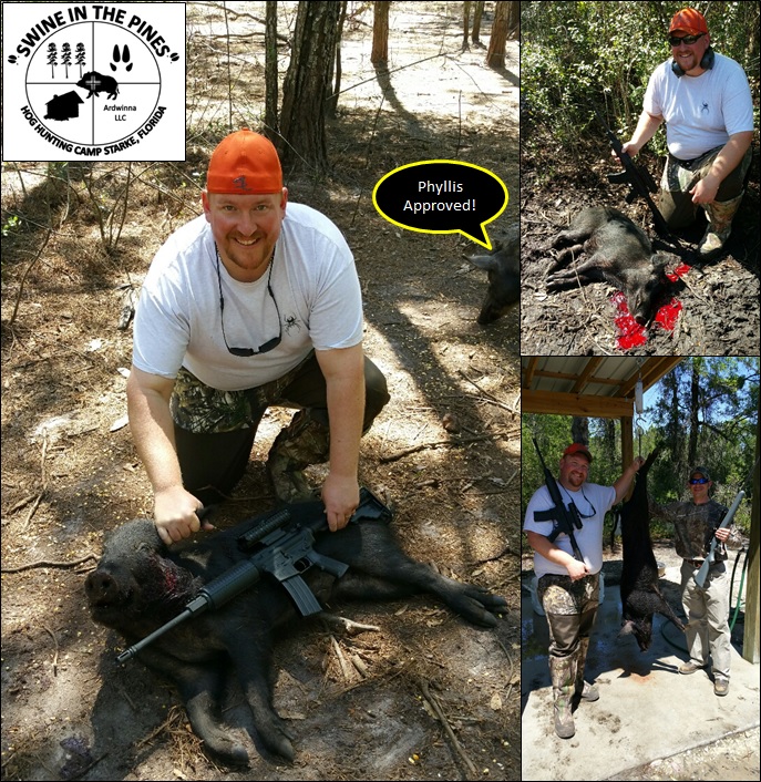 Michael Maushart harvested these two Wild Swine on a Guided Hunt at Swine In The Pines
