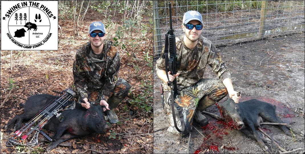 Seth Stephens hammered a 70lb Sow in a full run with .308 at North Florida's Hog Hunting Camp - Swine In The Pines