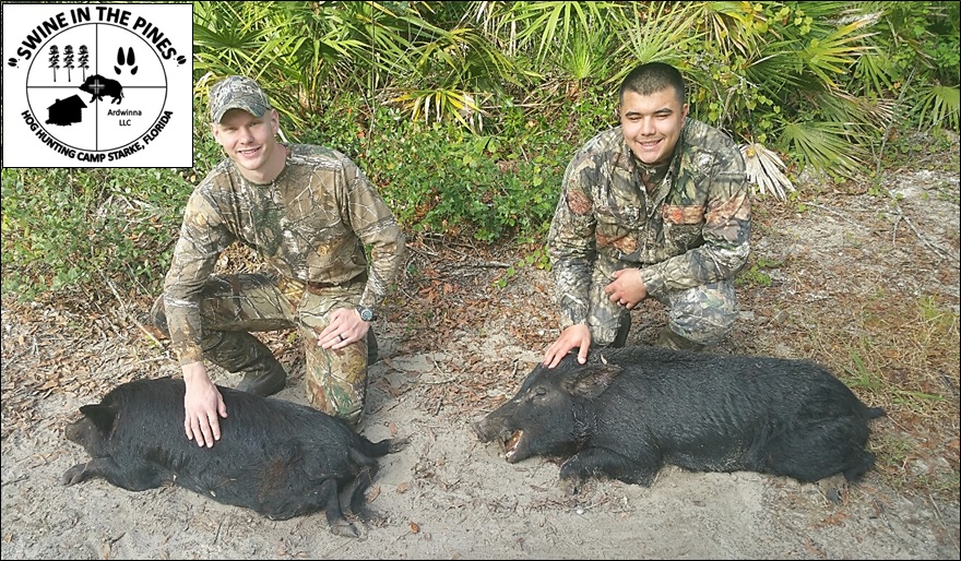 Tyler and Alec at Swine in the Pines Hog Hunting Camp. Thanks for your service!